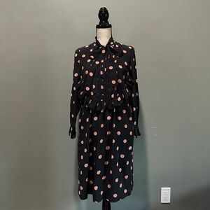 ✨ Tory Burch Black Silk Polka Dot High Collar Dress – Size 0 ✨